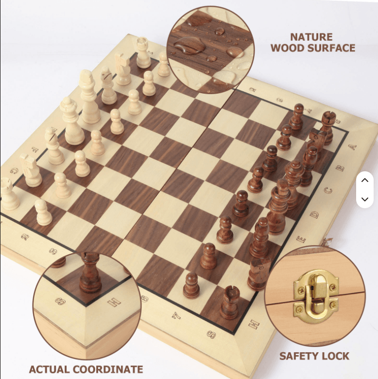 Magnetic Wooden Chess Set – Portable Folding Chess Board with Pieces, Ideal Gift for Adults & Kids - Image 3